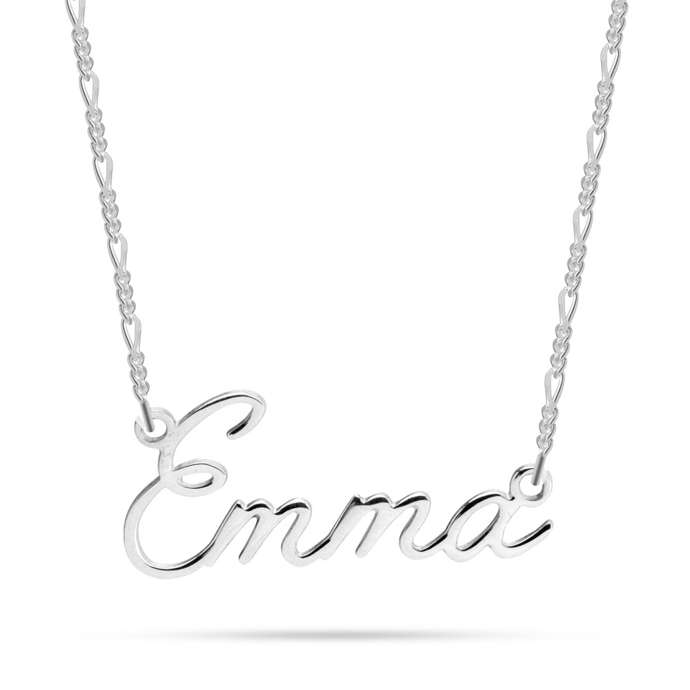 Calligraphy Name Necklace with Figaro Chain