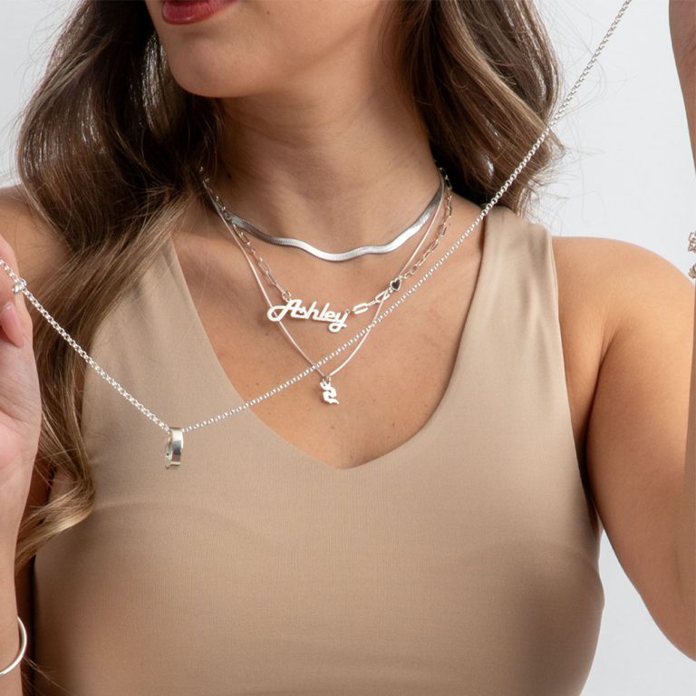 Paperclip Name Necklace with Heart Charm