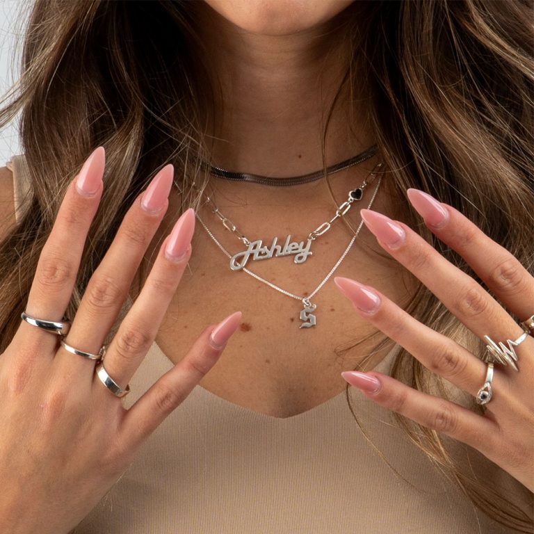 Paperclip Name Necklace with Heart Charm