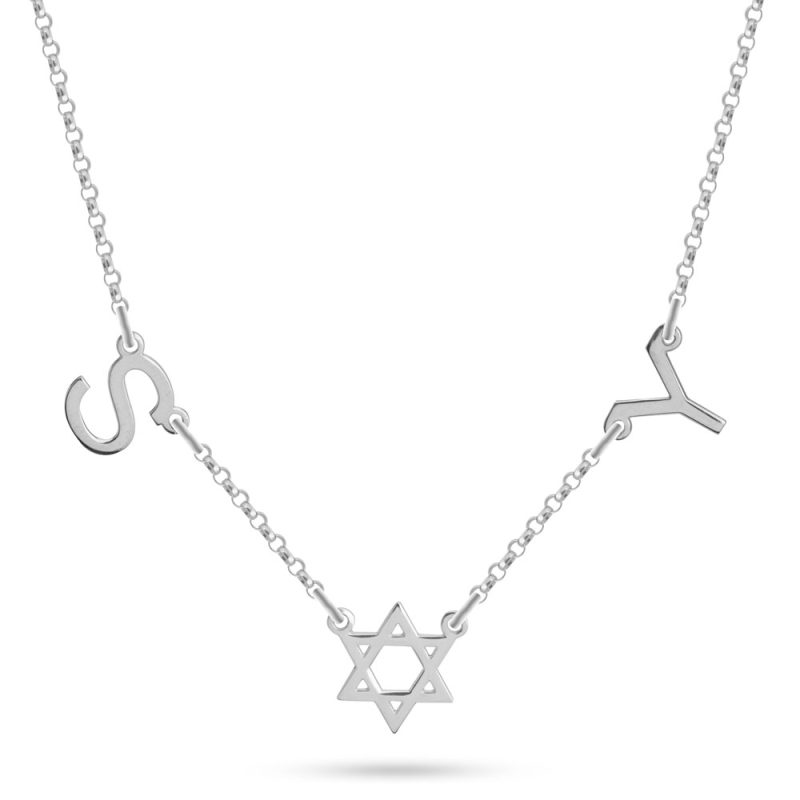 שרשרת מגן דוד ואותיות לאישה