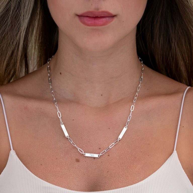 Multiple Hebrew Name Necklace - Paperclip Chain