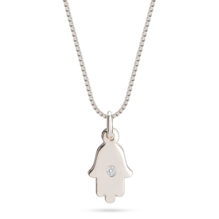 Dainty Diamond Hamsa Necklace