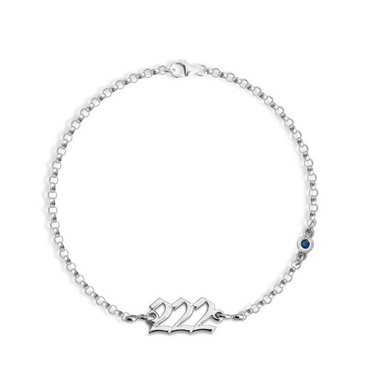 Personalized Angel Number Bracelet with Birthstone Charm