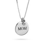 עם יהלום Mom - שרשרת עיגול אמא באנגלית