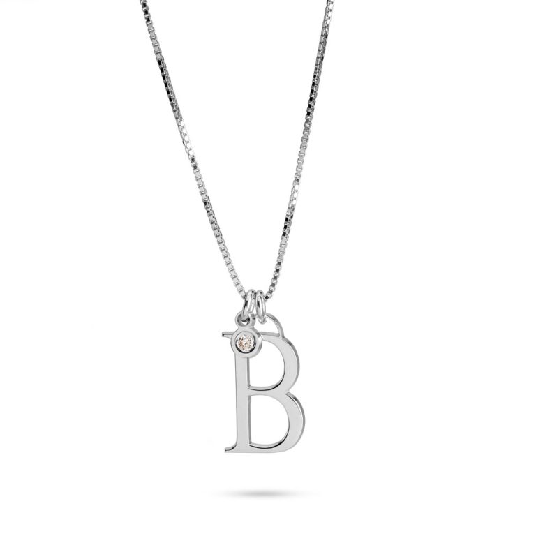 Personalized Initial Necklace with Birthstone Charm