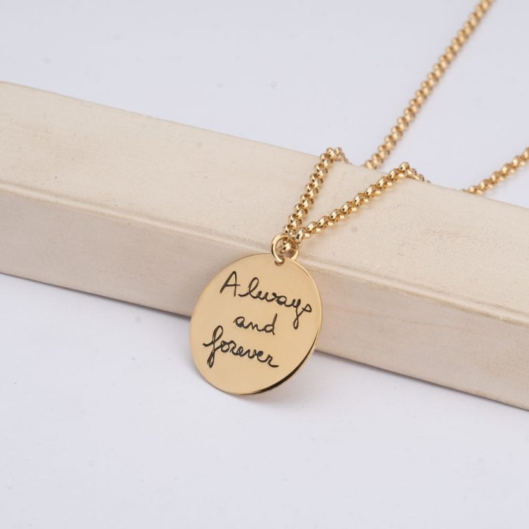 Men’s Custom Handwriting Disc Necklace
