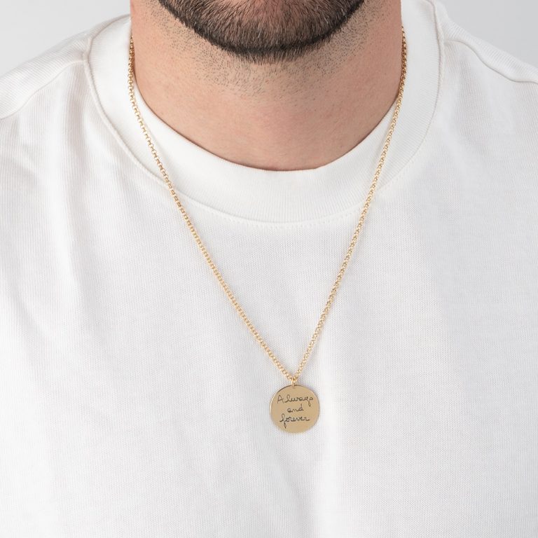 Men’s Custom Handwriting Disc Necklace