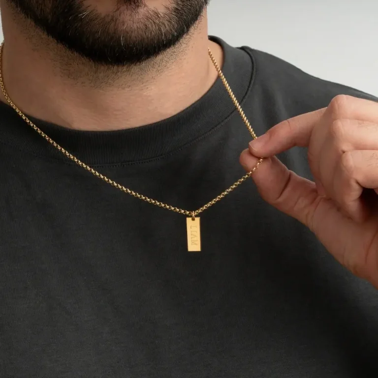 Alternative view of שרשרת לגבר עם תליון חריטה אישית