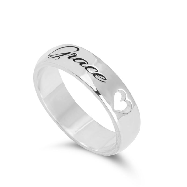 Personalized Engraved Ring with Cut Out Heart