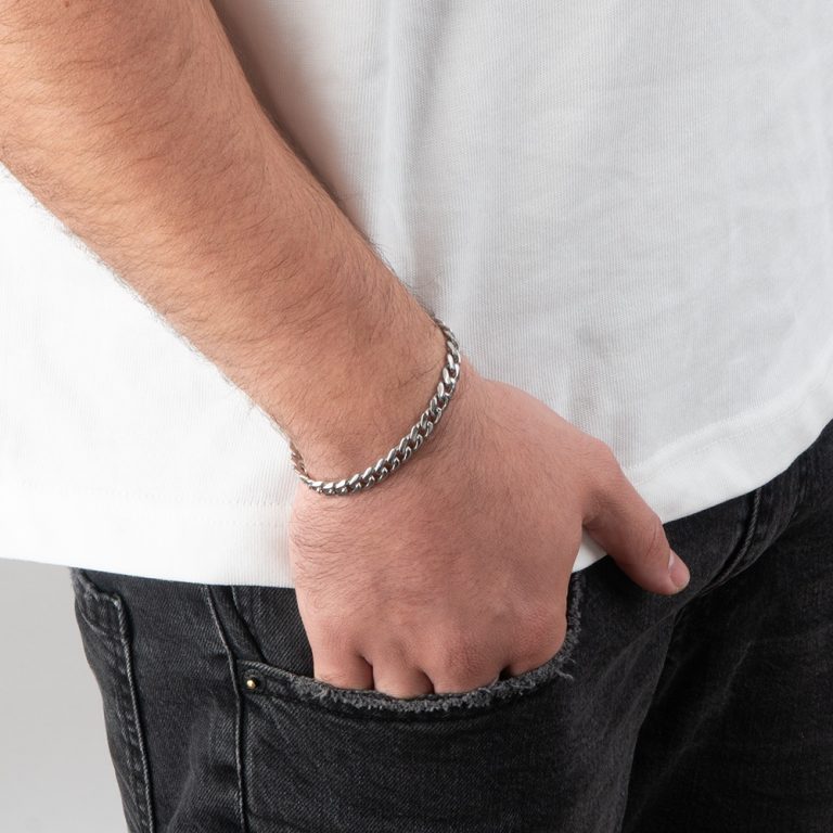 Men's Engraved Cuban Link Bracelet