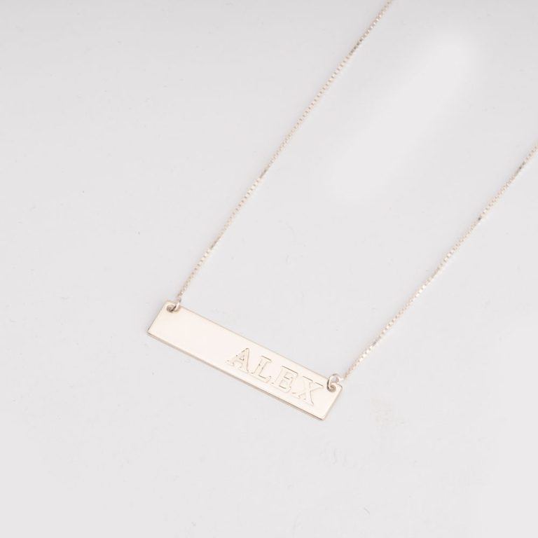 Engraved Bar Name Necklace for Her
