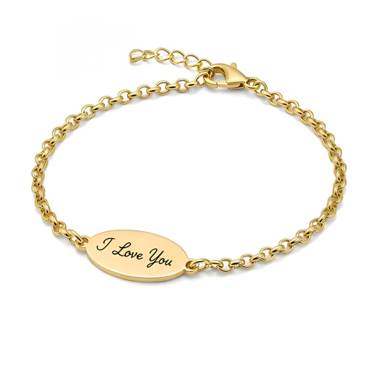 Custom Engraved Oval Bracelet with Handwriting