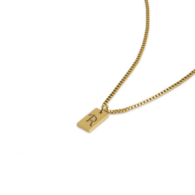 Personalized Tiny Bar Necklace with Initial Engraving