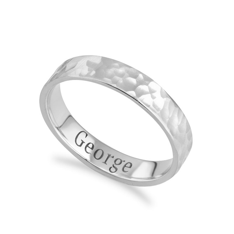 Thin Hammered Ring with Secret Engraving Inside