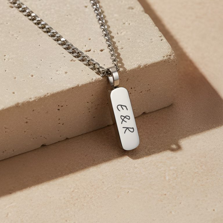 Men’s Thick Bar Necklace – Custom Engraved