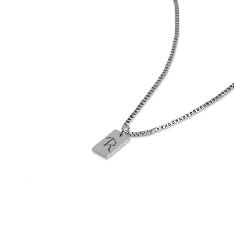 Personalized Tiny Bar Necklace with Initial Engraving
