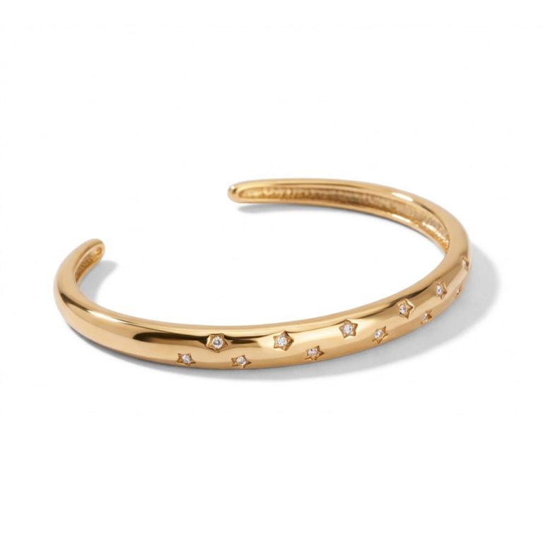 צמיד בנגל פתוח כוכבים עם זירקונים