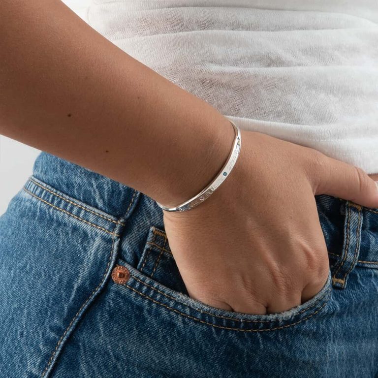 Personalized Bangle Bracelet with Names and Birthstones