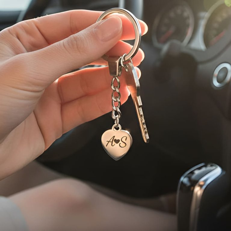 Dainty Engraved Heart Keychain