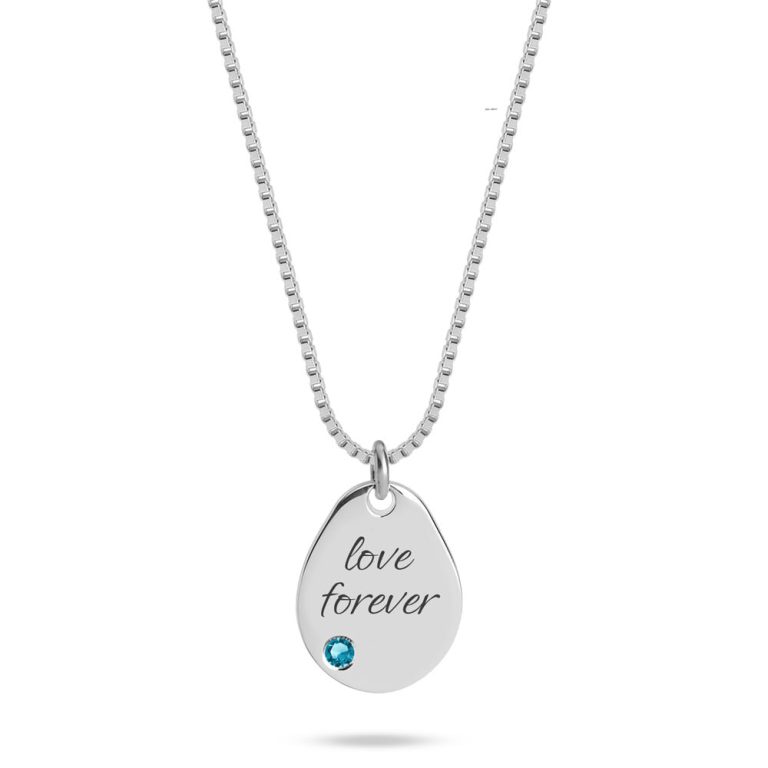 Personalized Engraved Birthstone Drop Necklace