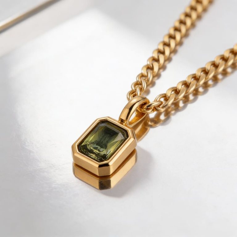 Custom Birthstone Tag Necklace