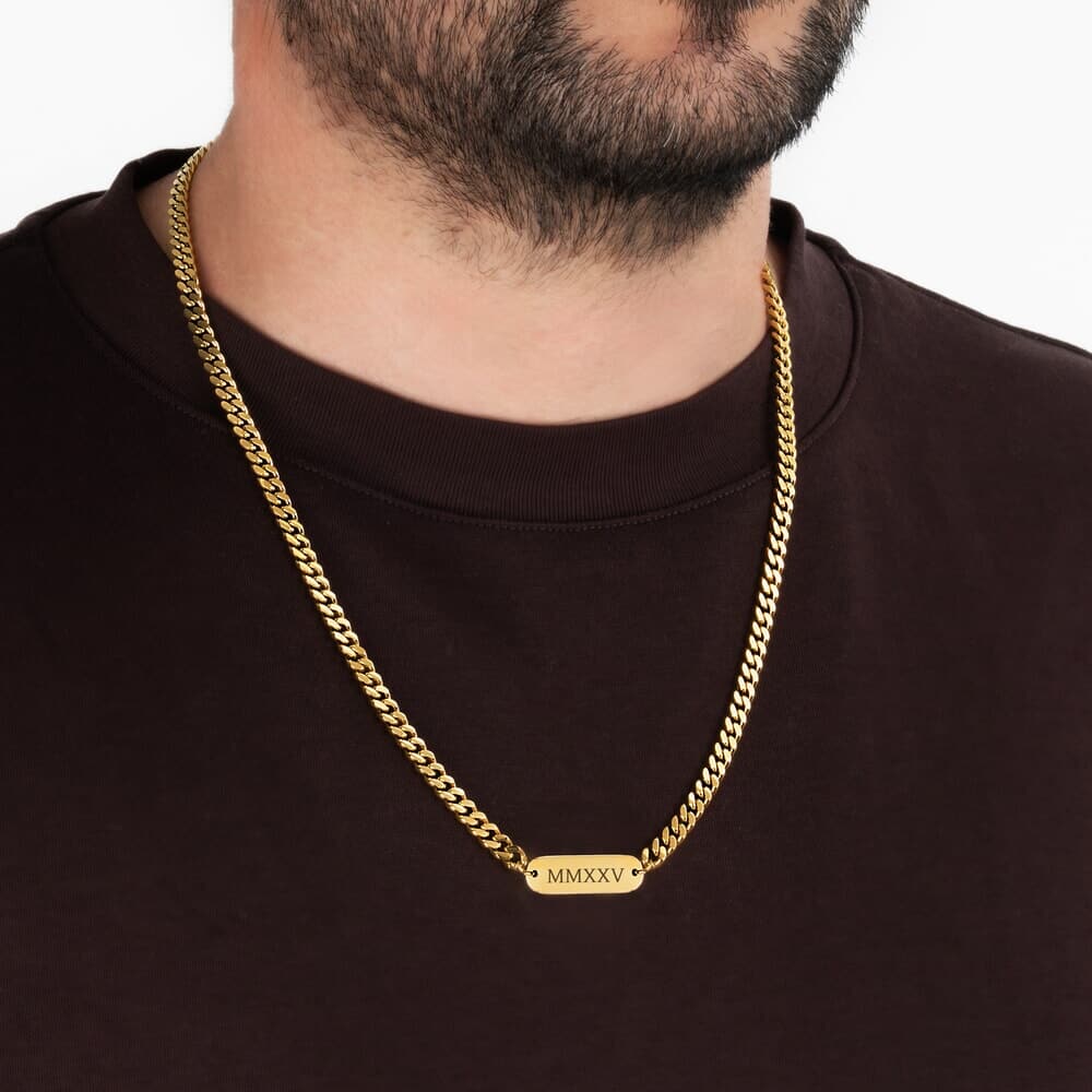 Personalized Cuban Bar Necklace for Men