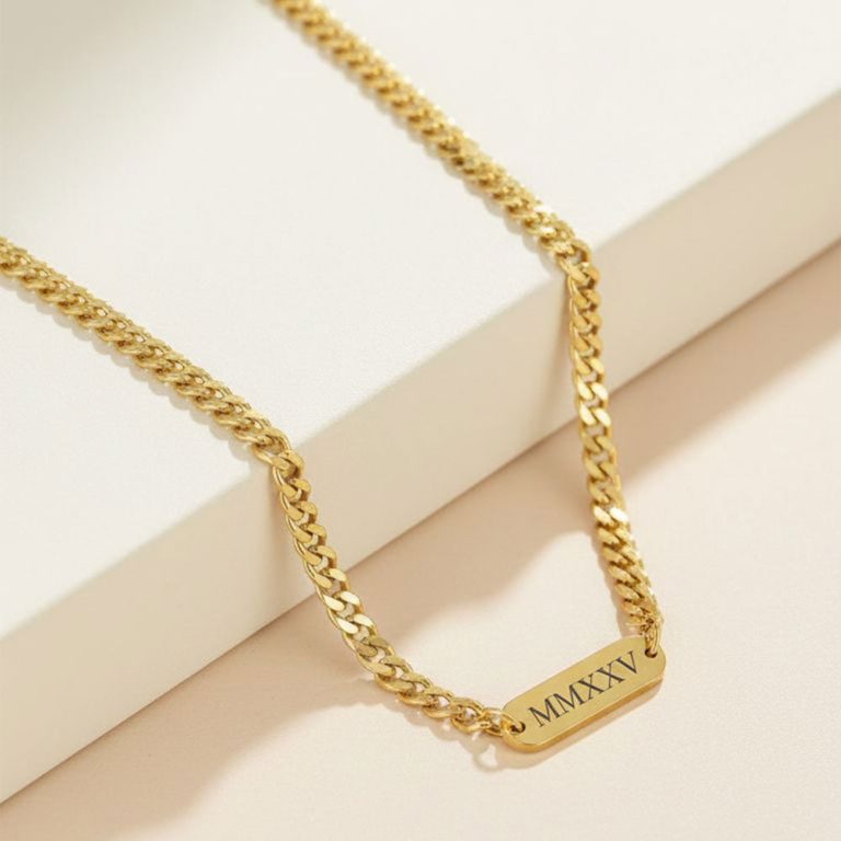 Personalized Cuban Bar Necklace for Men