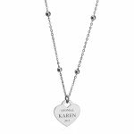 שרשרת תליון לב עם חריטה בהתאמה אישית - שרשרת חרוזים