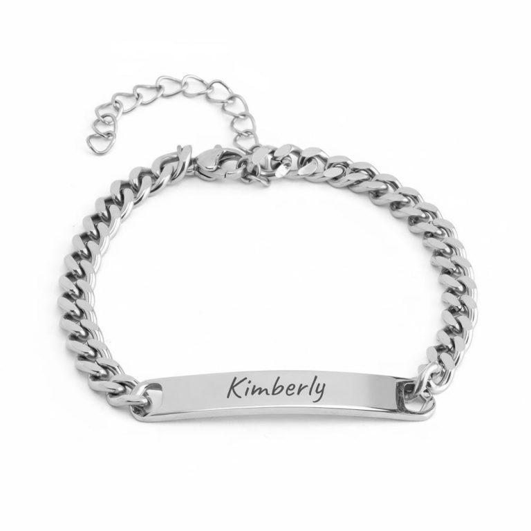 Engravable Dainty Cuban Chain Bracelet - Minimalist ID Bar Jewelry