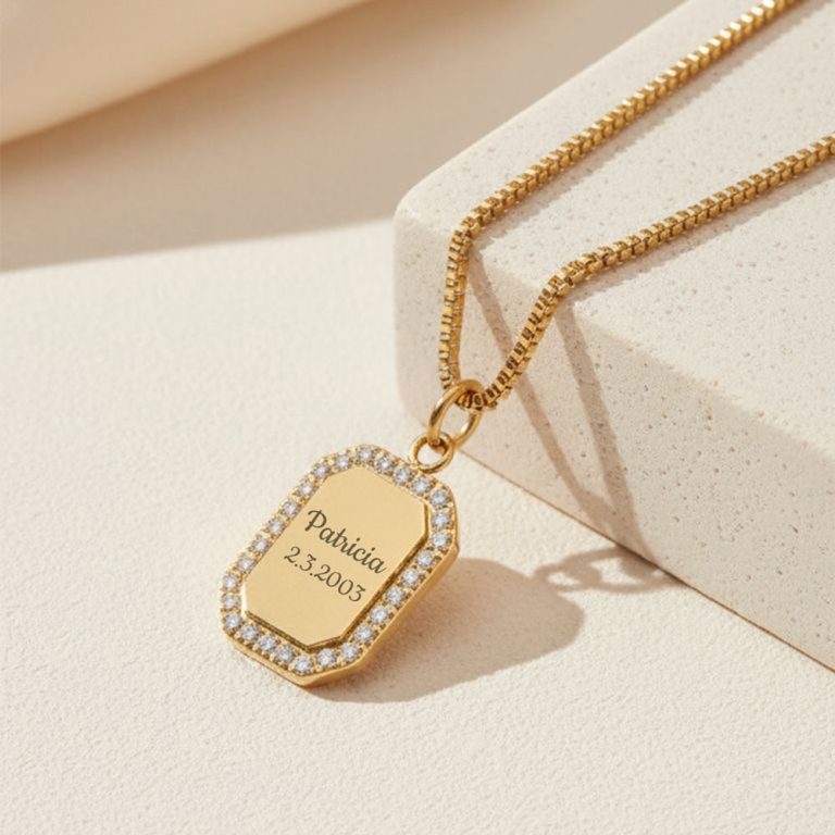 Custom Cubic Zirconia Halo Frame Pendant