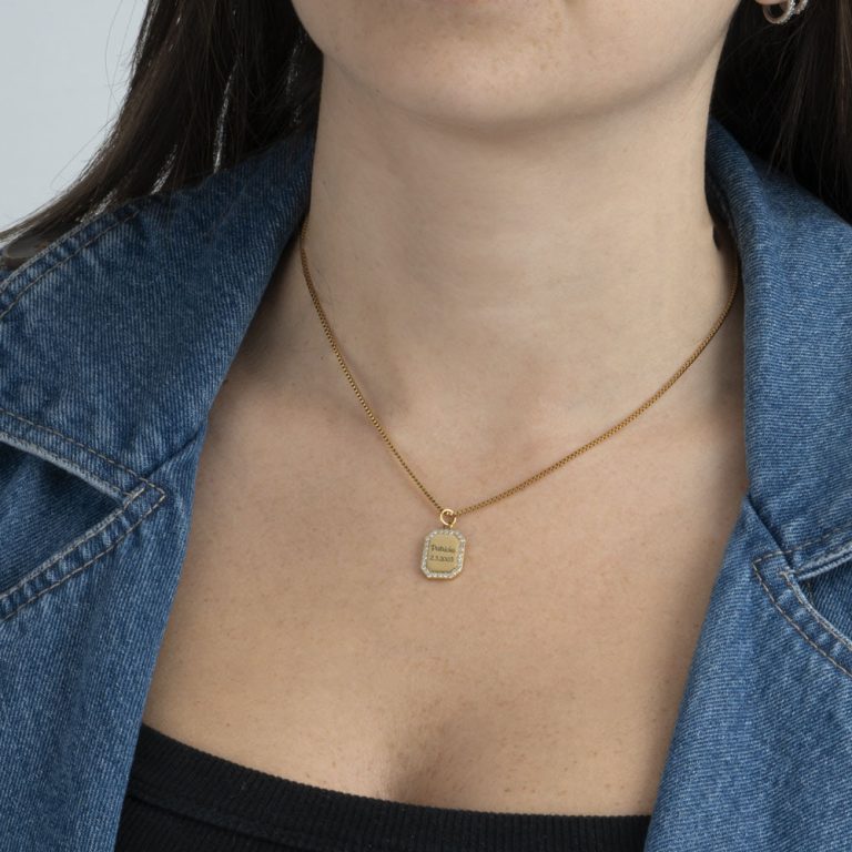 Custom Cubic Zirconia Halo Frame Pendant