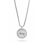 שרשרת דיסק זרקונים עם חריטה אישית