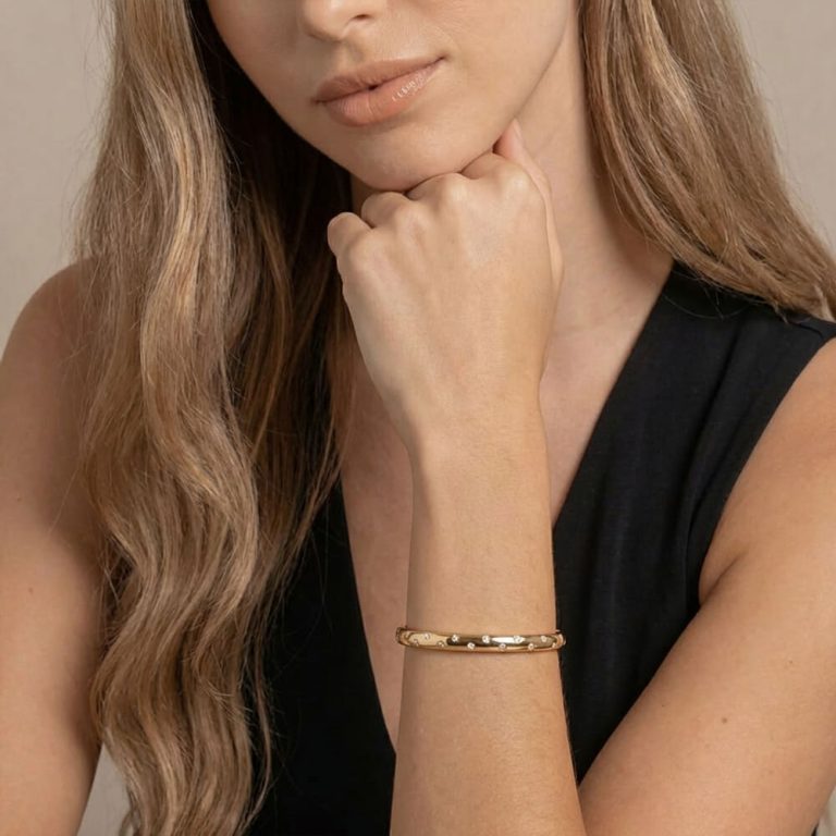 Celestial Star Cubic Zirconia Open Cuff Bracelet