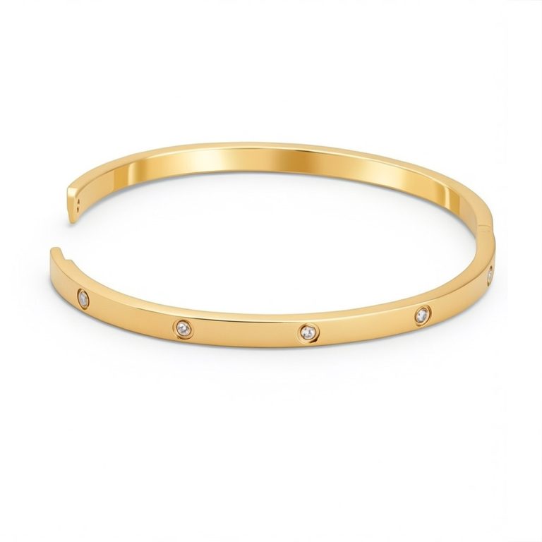 Minimalist Bangle Bracelet with Cubic Zirconia 