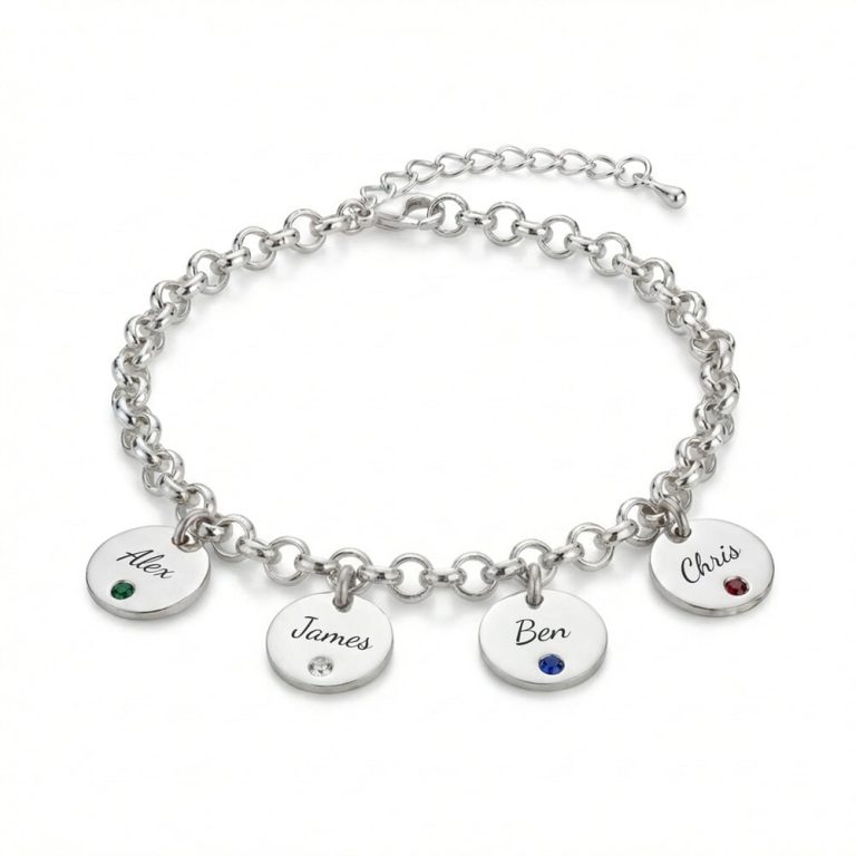 Custom Engraved Name & Birthstone Bracelet