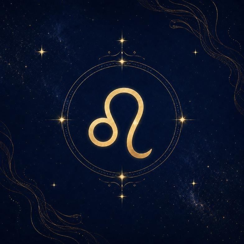 Signe du Lion - symbole astrologique doré