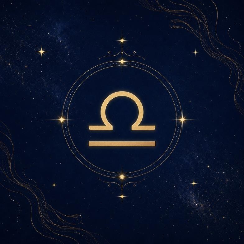 Signe de la Balance - symbole astrologique doré