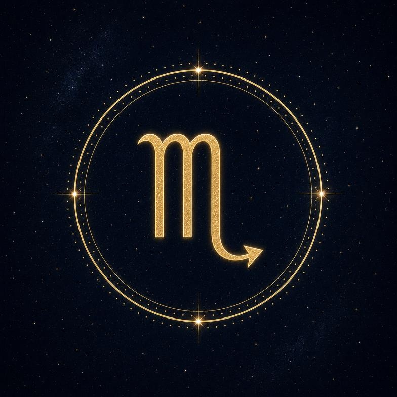 Signe du Scorpion - symbole astrologique doré