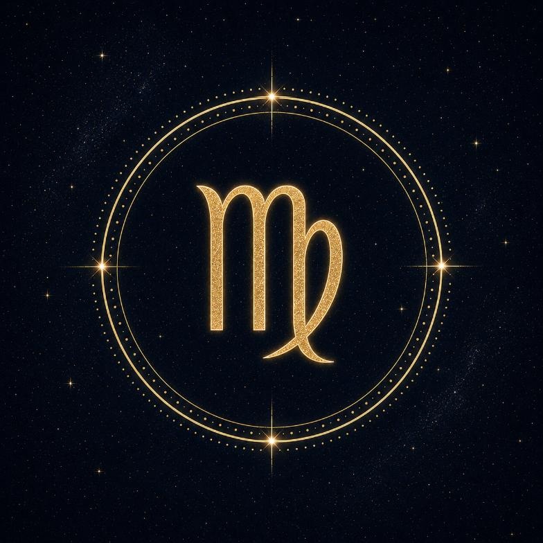 Signe de la Vierge - symbole astrologique doré